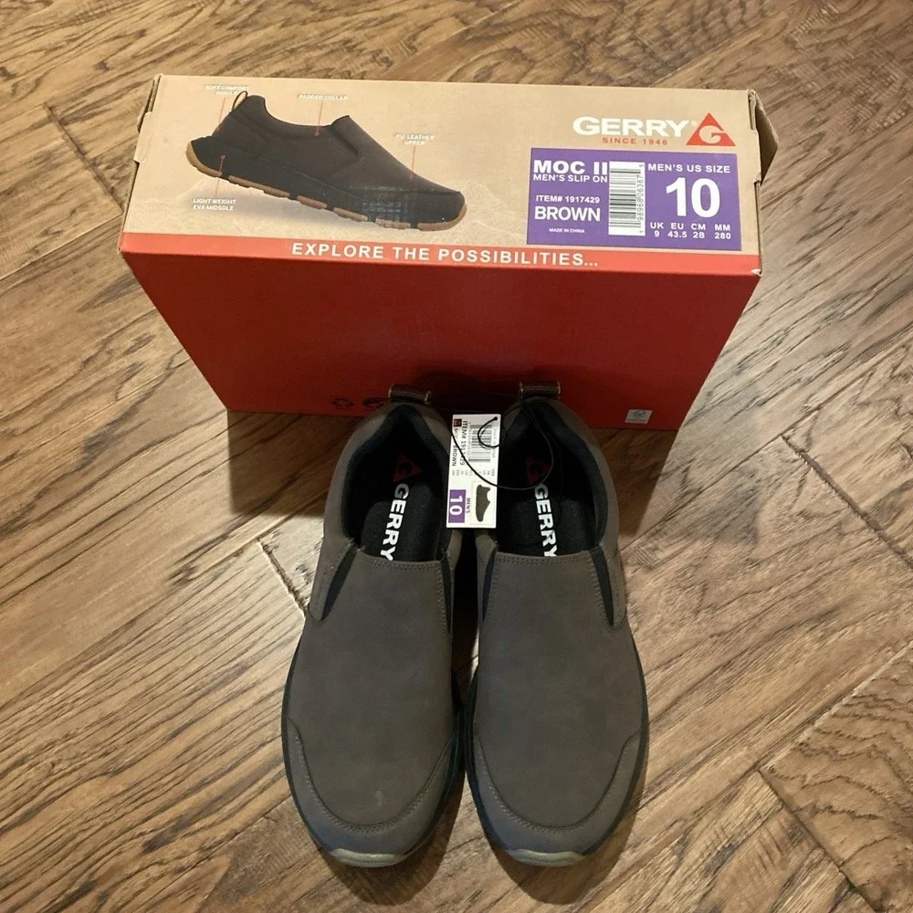 Gerry NIB Moc II Slip‎ On in Brown Men's Sz 10 Comfort Shoe